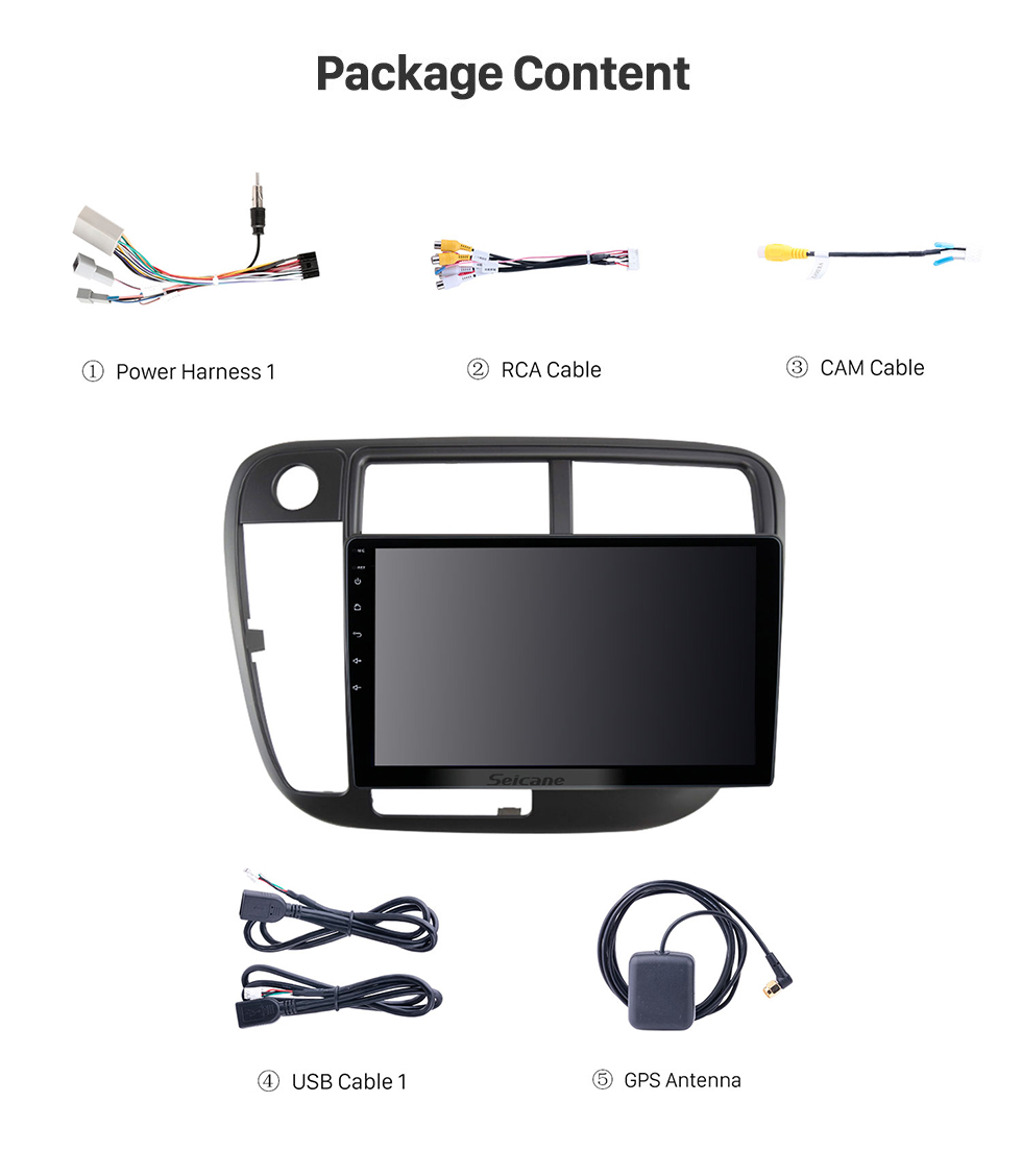 Seicane 9 Zoll Android 10.0 für 1996-2001 HONDA CIVIC LHD MANUAL AC AMERICAN Stereo-GPS-Navigationssystem mit Bluetooth-Touchscreen-Unterstützung Rückfahrkamera